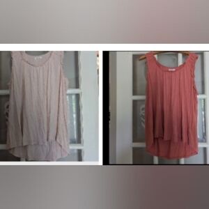 Maurices Dusty Rose & Light Pink Ruffle Tank Tops | Women’s XXL | Soft & Flowy